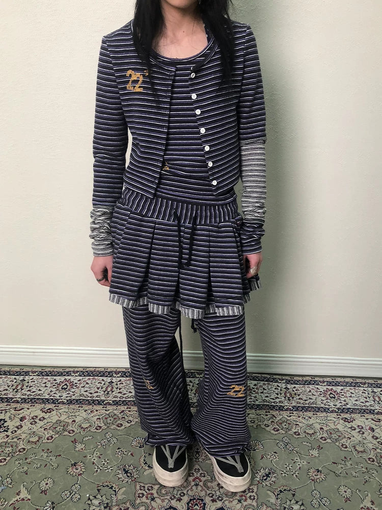 Achihara Breton Star Stripe Long Sleeve Cardigan-2