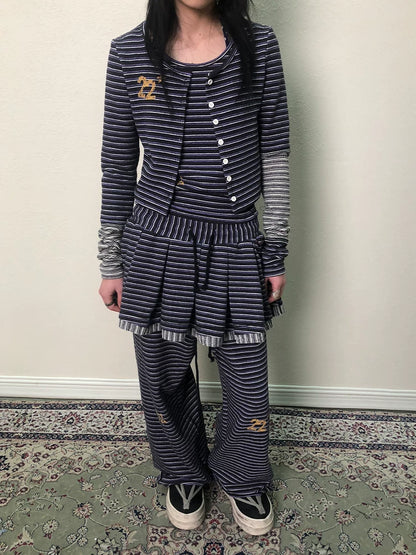 Achihara Breton Star Stripe Long Sleeve Cardigan-2