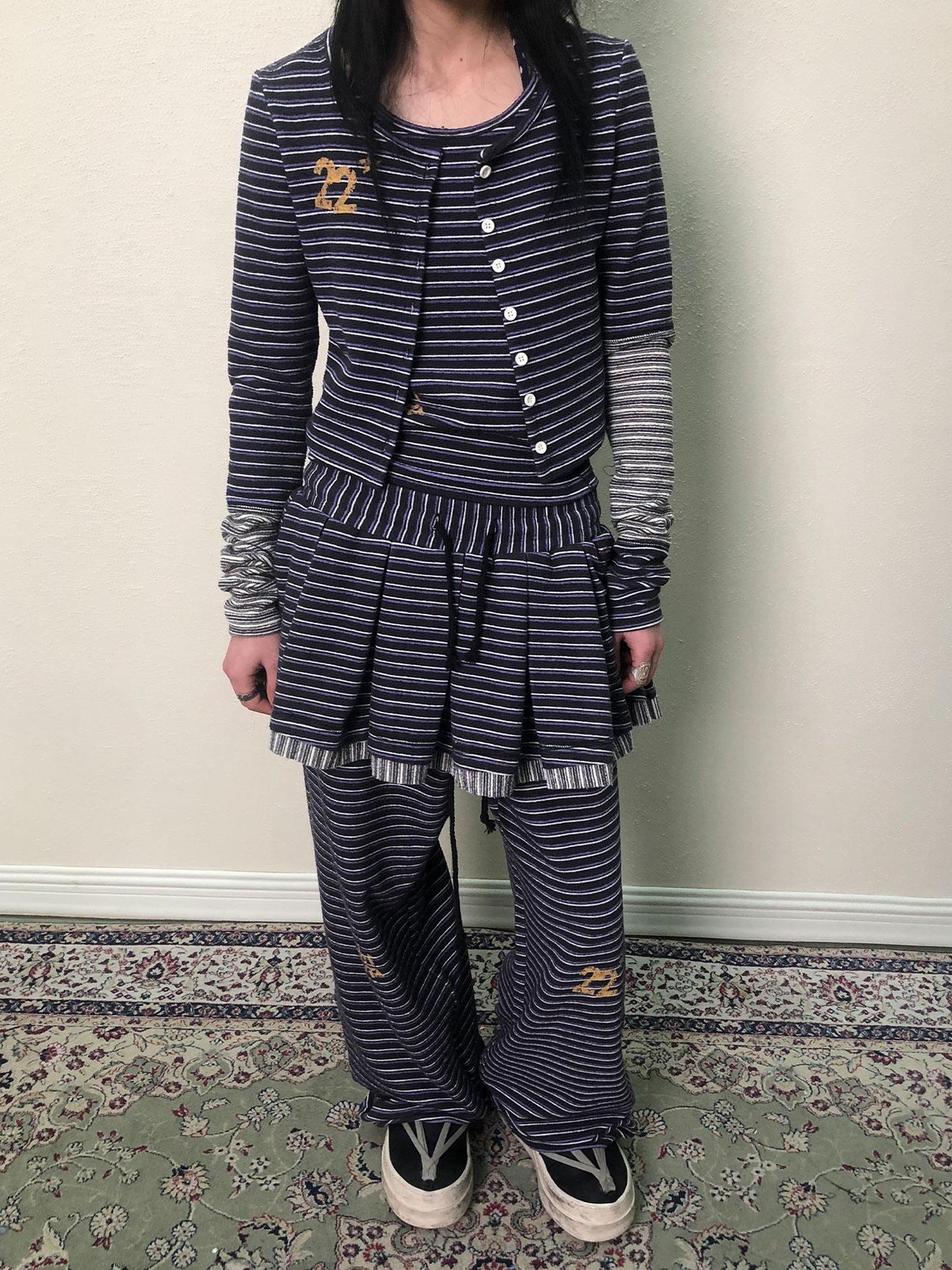 Achihara Breton Star Stripe Long Sleeve Cardigan