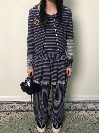Breton Star Stripe Long Sleeve Cardigan