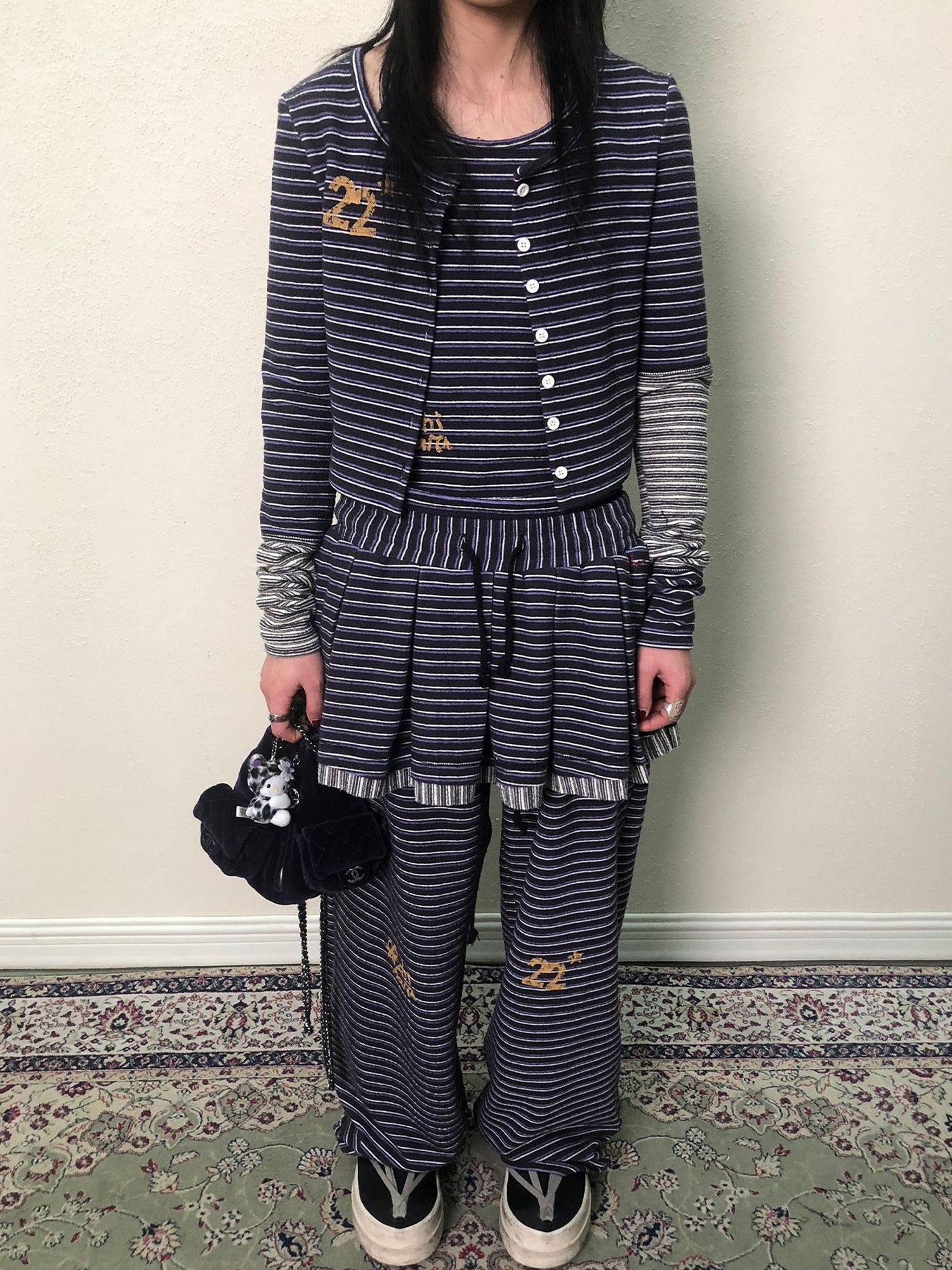 Achihara Breton Star Stripe Long Sleeve Cardigan