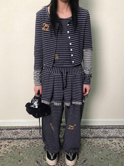 Achihara Breton Star Stripe Long Sleeve Cardigan