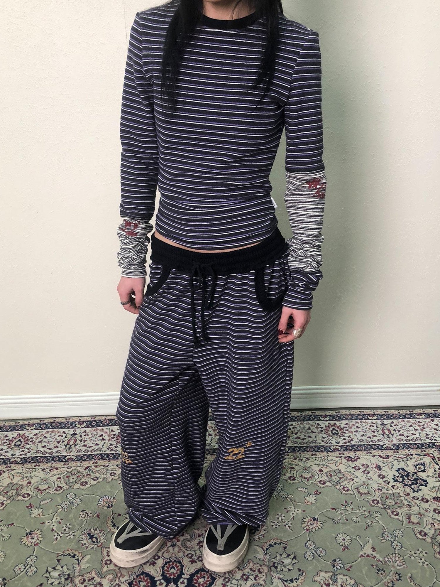 Achihara Breton Star Stripe Wide Leg Pants