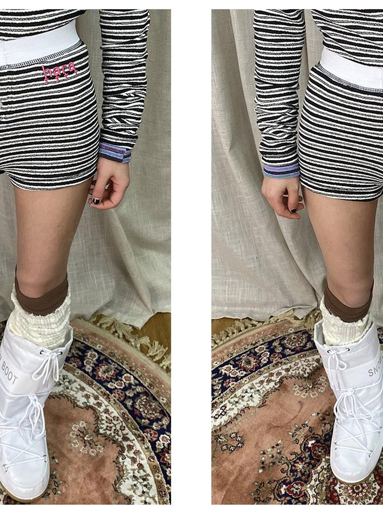 Achihara Breton Stripe Drawstring Ankle Pants