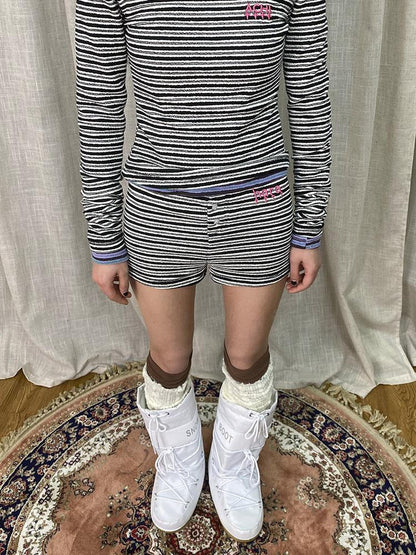 Achihara Breton Stripe Drawstring Ankle Pants