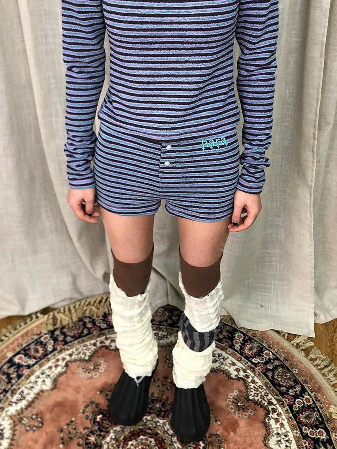Breton Stripe Drawstring Ankle Pants