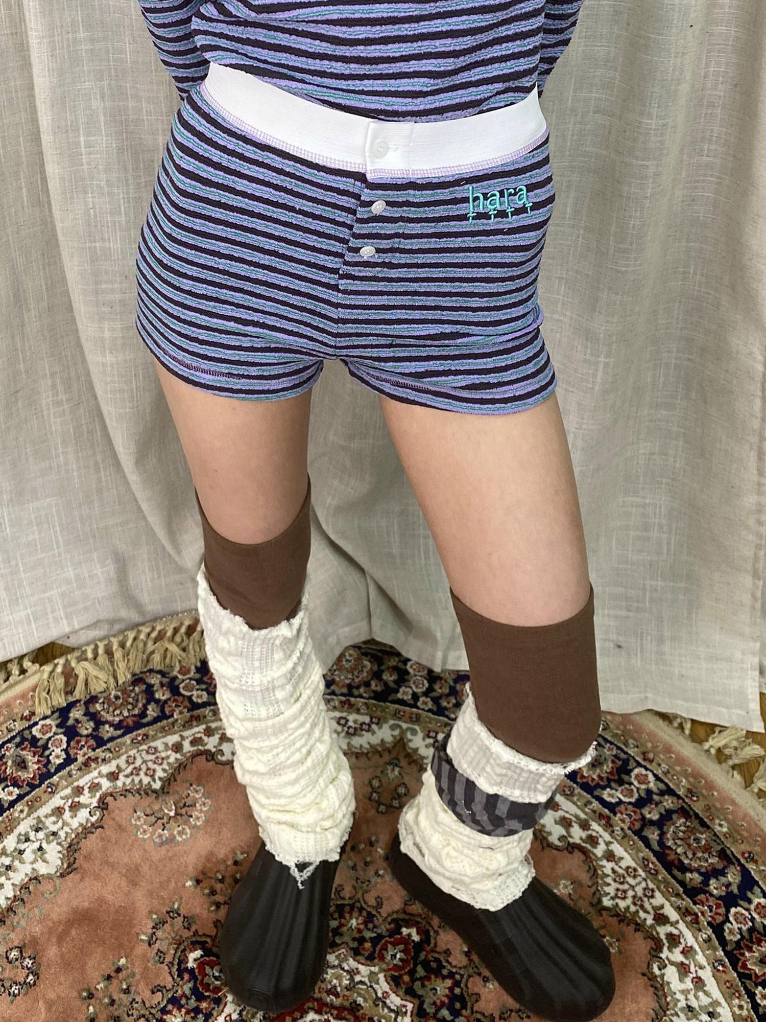 Achihara Breton Stripe Drawstring Ankle Pants