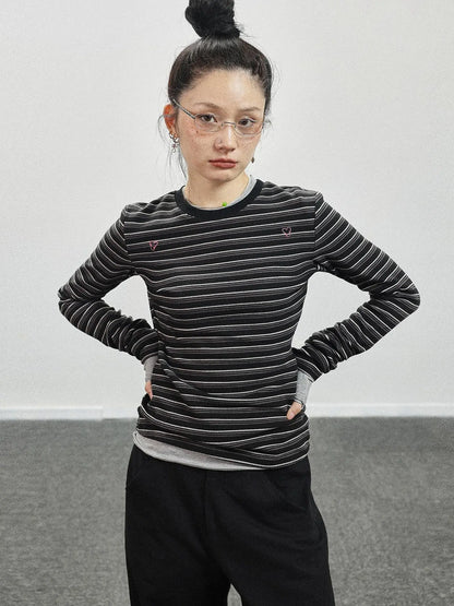 Breton Stripe Long Sleeve Tee With Crab Eater Seal Embroidery
