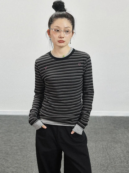 Breton Stripe Long Sleeve Tee With Crab Eater Seal Embroidery