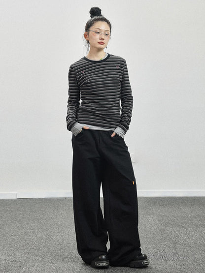 Achihara Breton Stripe Long Sleeve Tee With Crab Eater Seal Embroidery