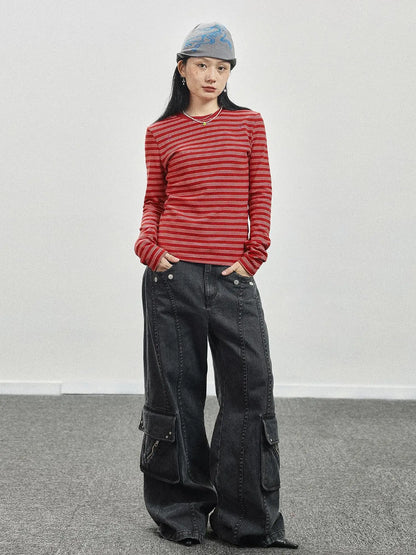 Breton Stripe Long Sleeve Tee With Crab Eater Seal Embroidery