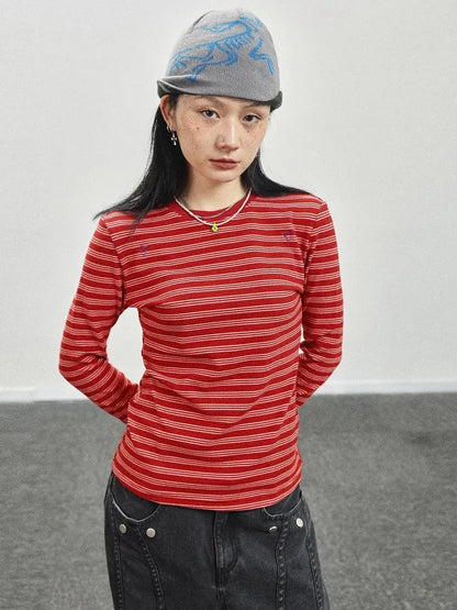 Breton Stripe Long Sleeve Tee With Crab Eater Seal Embroidery