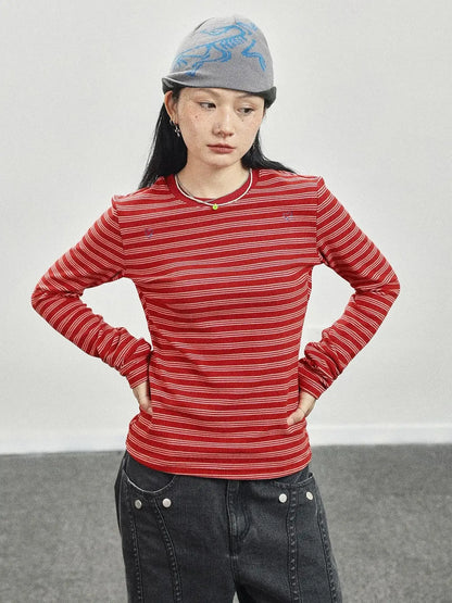 Breton Stripe Long Sleeve Tee With Crab Eater Seal Embroidery