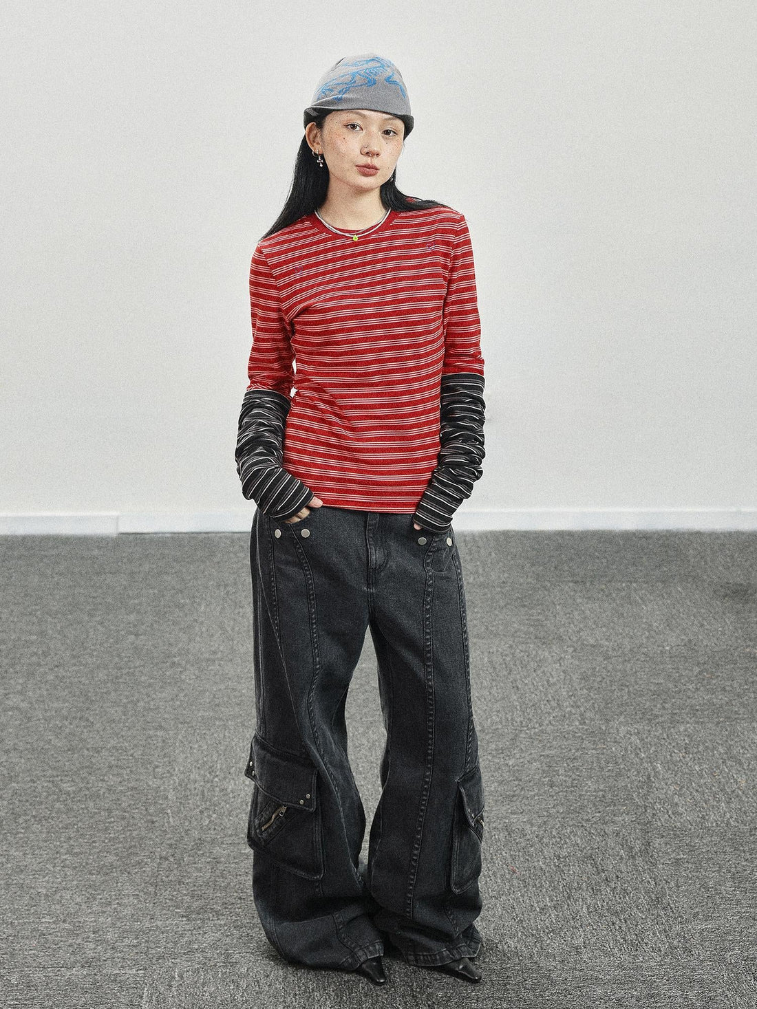 Achihara Breton Stripe Long Sleeve Tee With Crab Eater Seal Embroidery