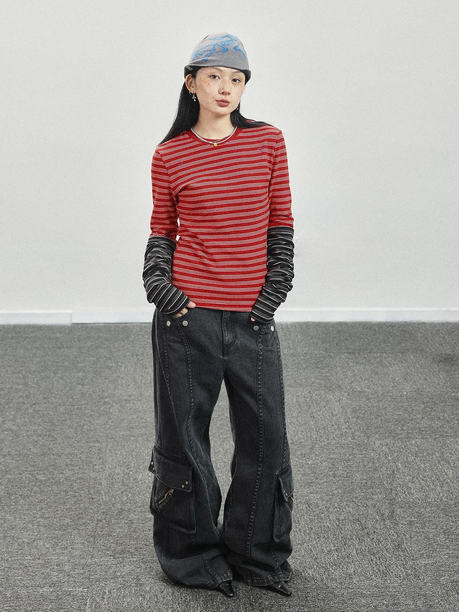 Achihara Breton Stripe Long Sleeve Tee With Crab Eater Seal Embroidery