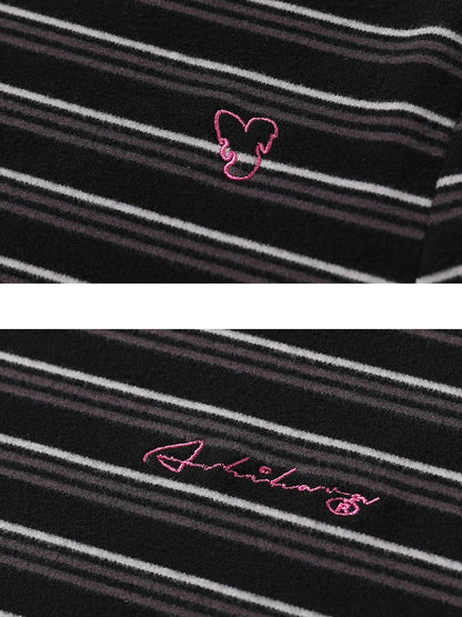 Achihara Breton Stripe Long Sleeve Tee With Crab Eater Seal Embroidery