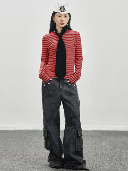 Breton Stripe Long Sleeve Tee With Crab Eater Seal Embroidery