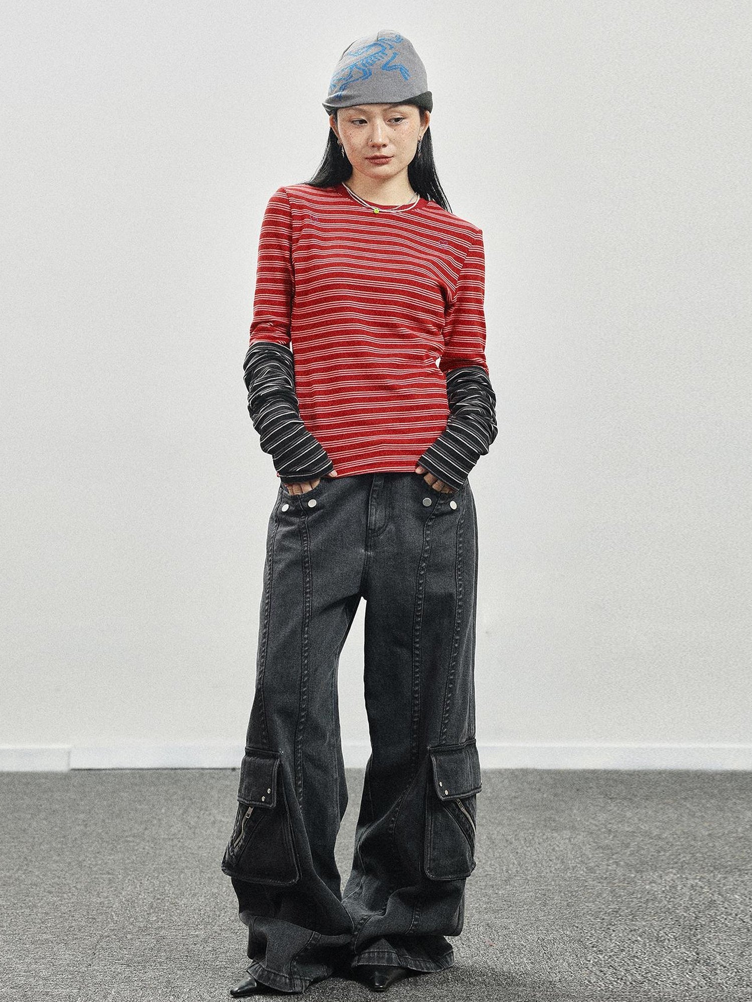 Achihara Breton Stripe Long Sleeve Tee With Crab Eater Seal Embroidery