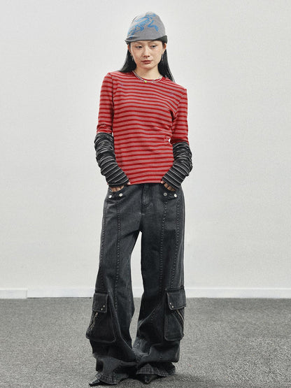 Achihara Breton Stripe Long Sleeve Tee With Crab Eater Seal Embroidery