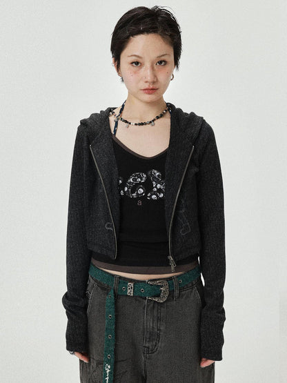 Achihara Brittany Becky Skull Embroidered Ribbed Tank Top