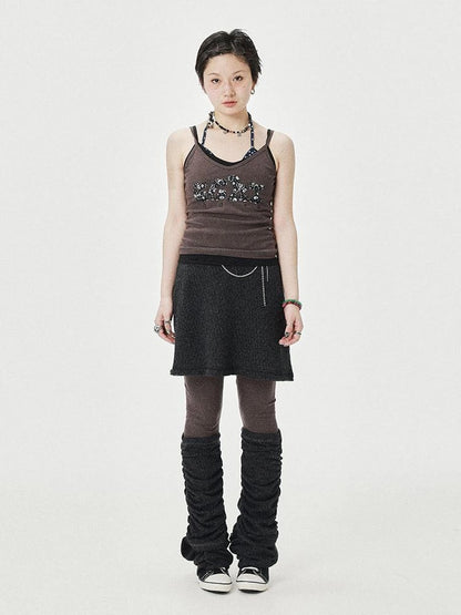 Brittany Becky Skull Embroidered Ribbed Tank Top
