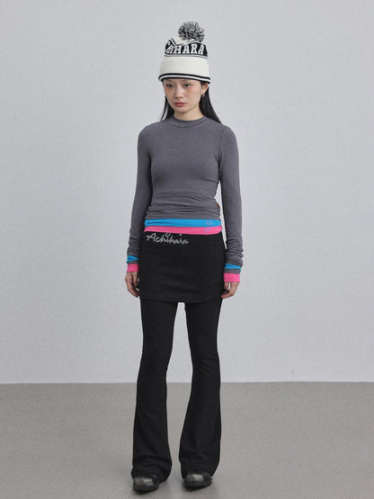 Achihara Brittany Flared Leggings Winter Warm High Waist Stretch Pants