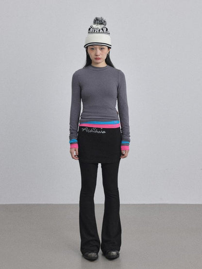 Achihara Brittany Flared Leggings Winter Warm High Waist Stretch Pants
