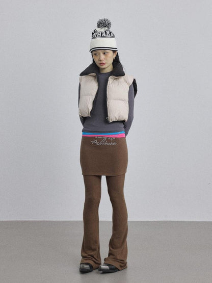Achihara Brittany Flared Leggings Winter Warm High Waist Stretch Pants