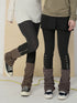 Achihara Butt Lifting Minimalist Striped Black Gray Knit For Women One Size Leg Warmers-1
