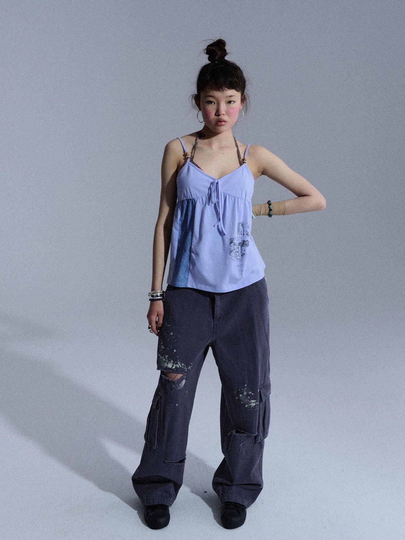 Achihara Butterfly V-neck Cropped Shoulder Strap Women&