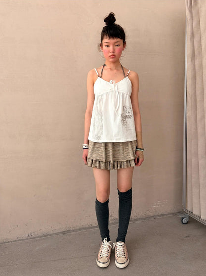 Achihara Butterfly V-neck Cropped Shoulder Strap Women&