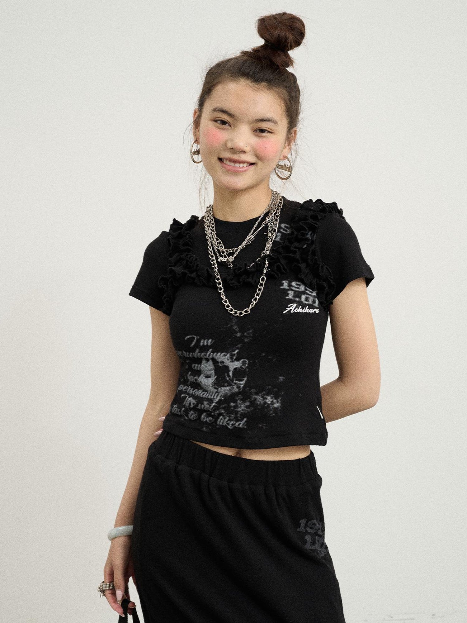 Achihara Chaos Princess Thorn Knit V Neck T Shirt Long Sleeve Tee