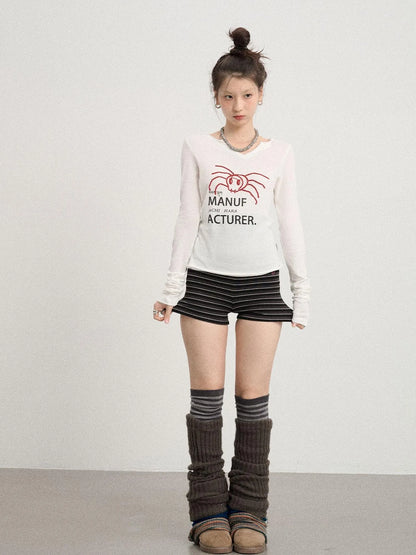 Chaos Spider Knit Tee V-Neck T-Shirt Long-Sleeve