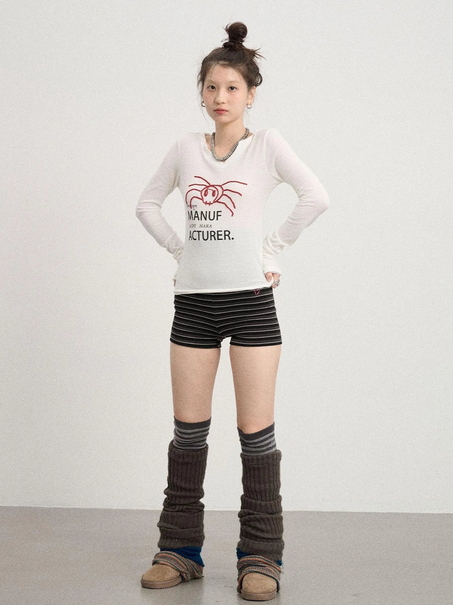 Chaos Spider Knit Tee V-Neck T-Shirt Long-Sleeve