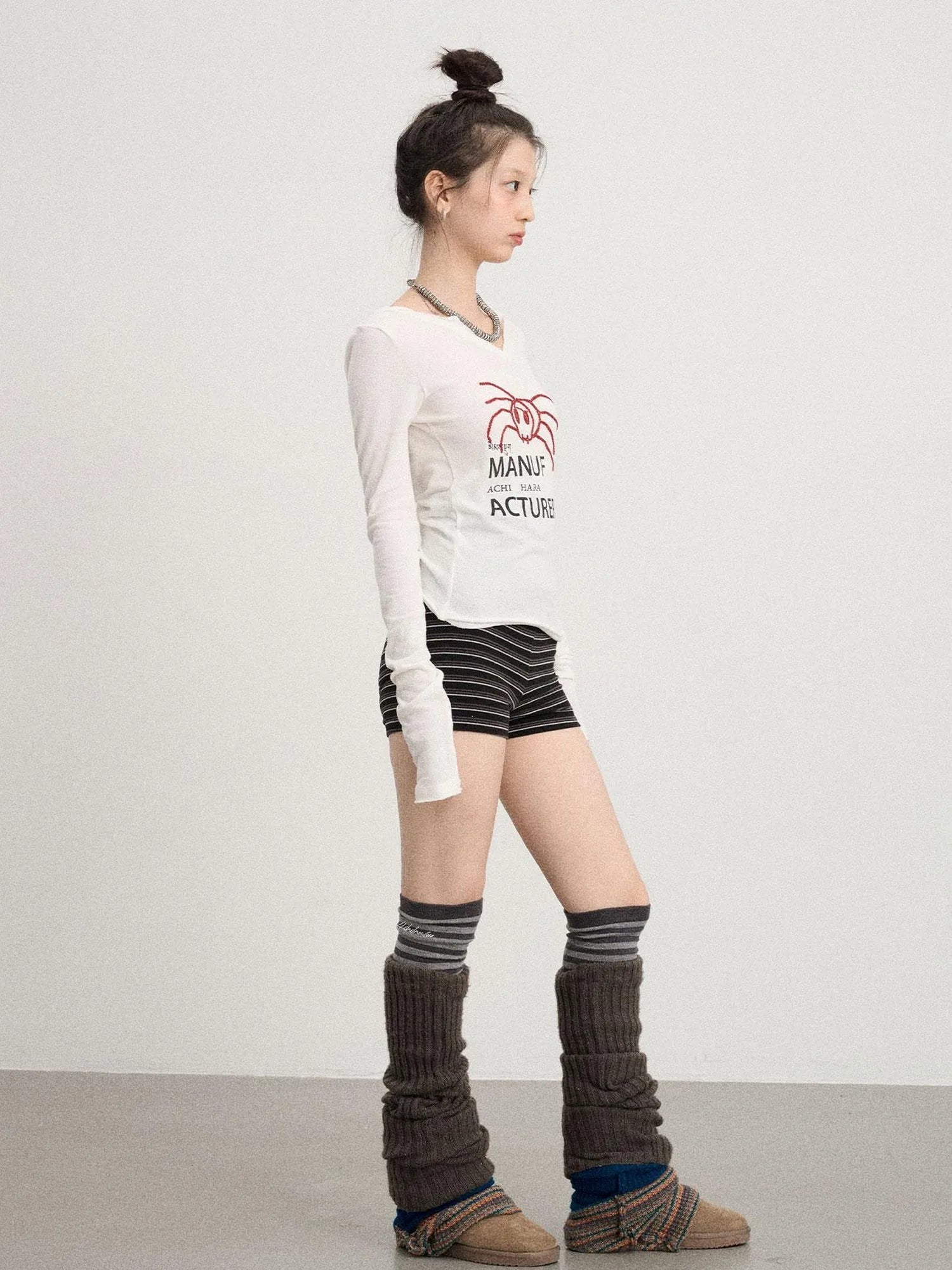 Chaos Spider Knit Tee V-Neck T-Shirt Long-Sleeve