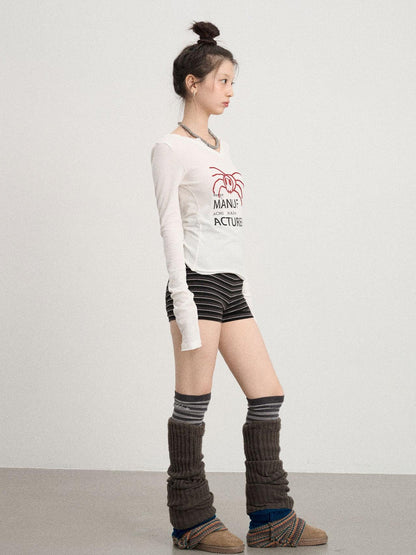 Achihara Chaos Spider Knit Tee V-Neck T-Shirt Long-Sleeve