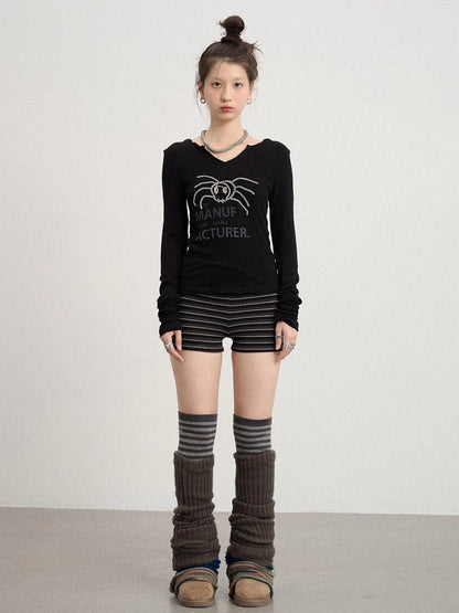 Chaos Spider Knit Tee V-Neck T-Shirt Long-Sleeve