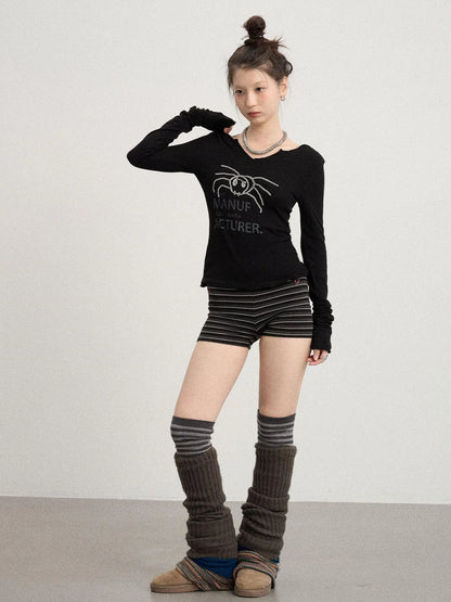 Chaos Spider Knit Tee V-Neck T-Shirt Long-Sleeve