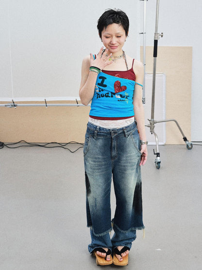 Achihara Chin Hoarder Love Print Summer Tube Top