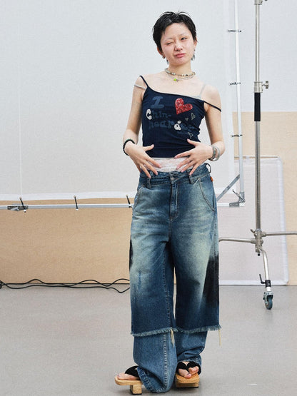 Achihara Chin Hoarder Love Print Summer Tube Top