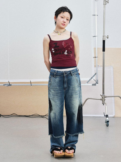 Achihara Chin Hoarder Love Print Summer Tube Top