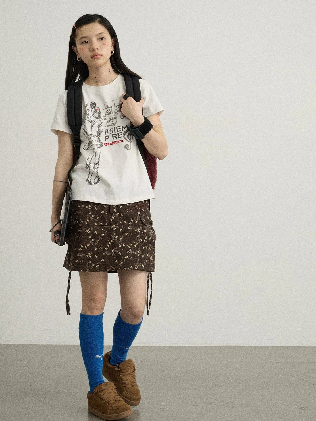 Chocolate Floral A-Line Utility Mini Skirt