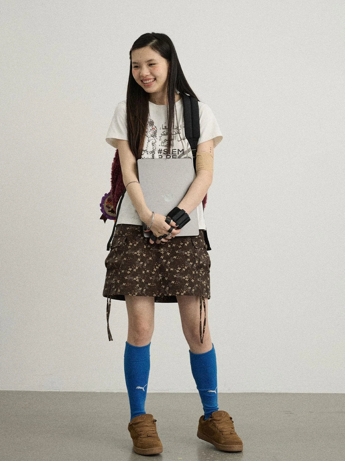 Chocolate Floral A-Line Utility Mini Skirt