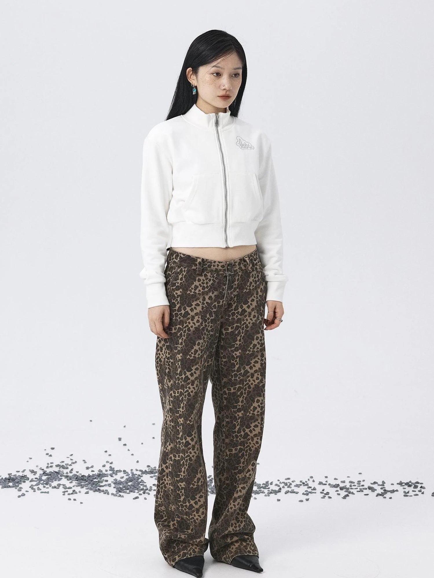 Church Kiss Embroidered Cropped Hooded Jacket