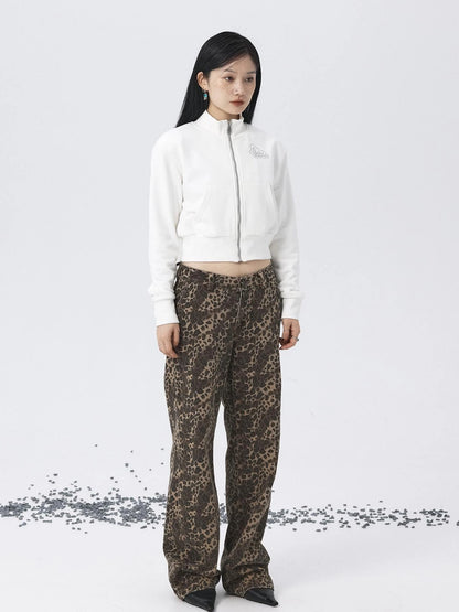 Church Kiss Embroidered Cropped Hooded Jacket