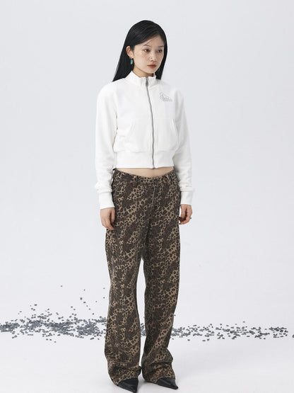 Achihara Church Kiss Embroidered Cropped Hooded Jacket