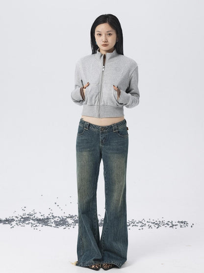 Achihara Church Kiss Embroidered Cropped Hooded Jacket