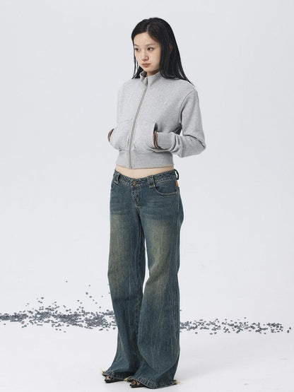 Achihara Church Kiss Embroidered Cropped Hooded Jacket