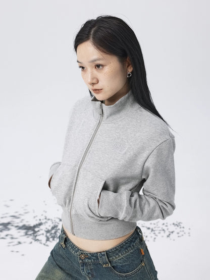 Achihara Church Kiss Embroidered Cropped Hooded Jacket-5