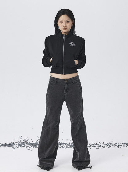 Achihara Church Kiss Embroidered Cropped Hooded Jacket